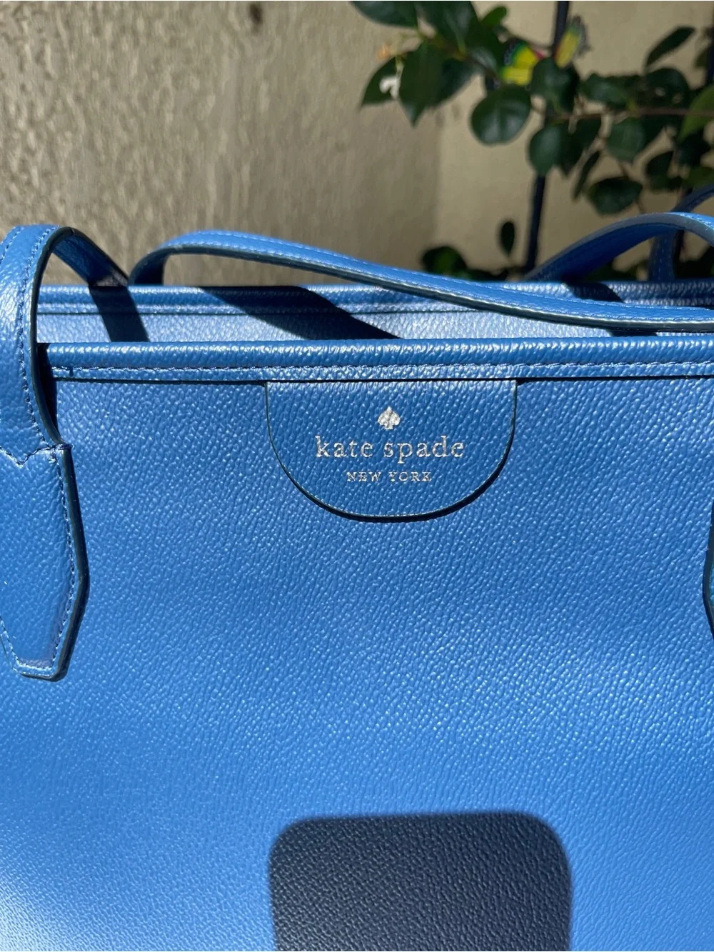 kate spade Blue Leather Tote with Top Handles